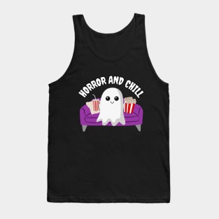 Funny Ghost Horror and Chill Eating and Watching TV Tank Top